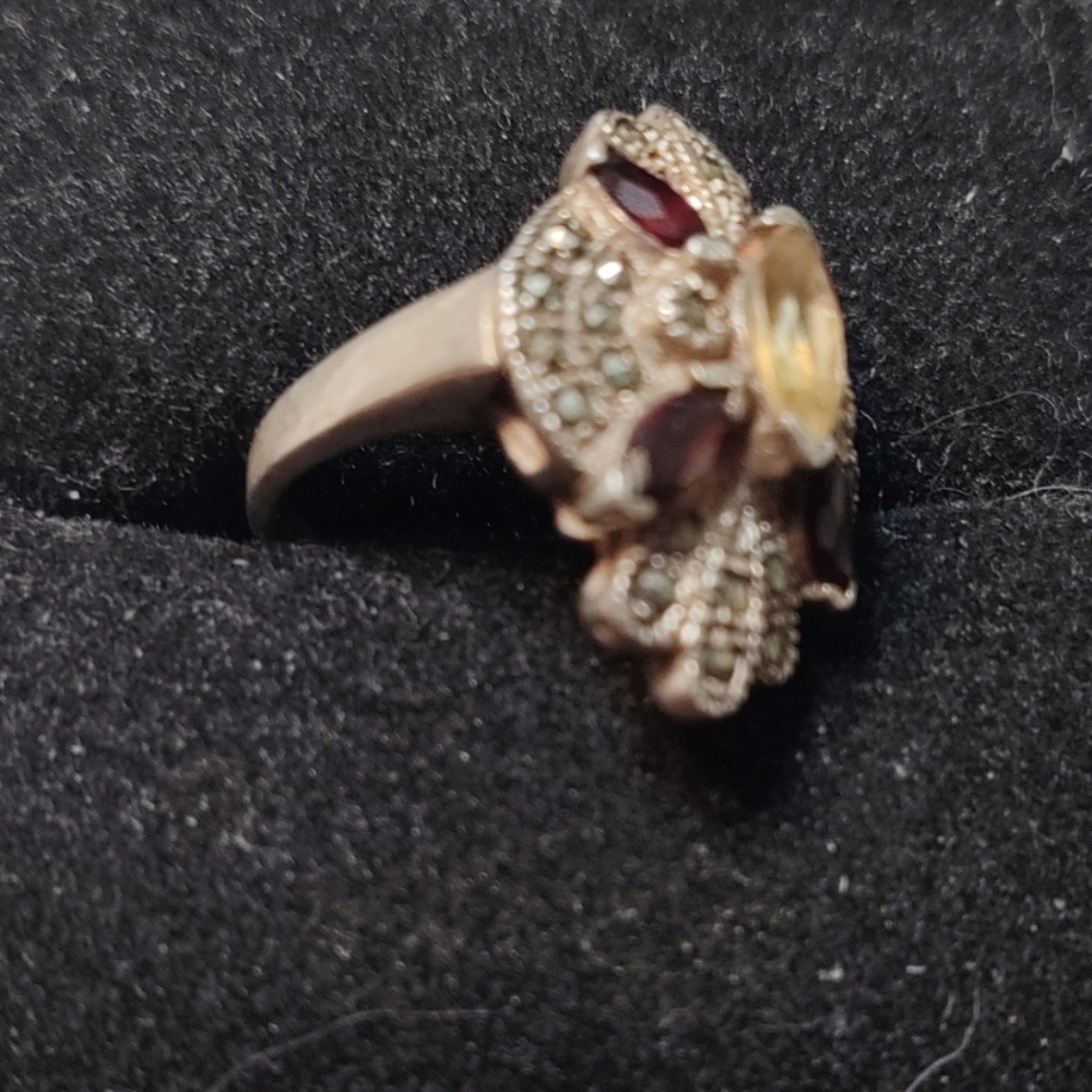 Sterling Silver Ring Withthree Different Gemstones - image 2